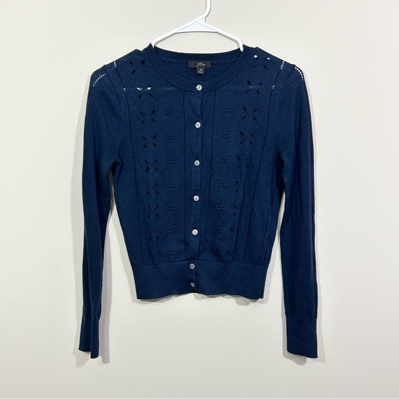 J. Crew Sweaters J Crew Jackie Cardigan Sweater Navy With Eyelet